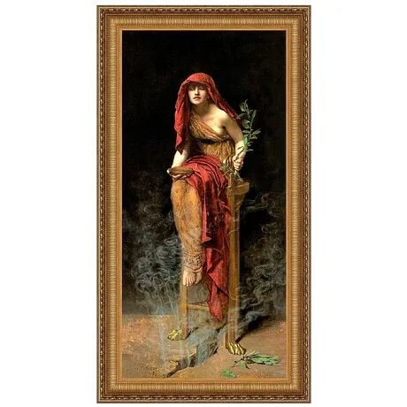 The Priestess of Delphi Framed Canvas Replica Painting: Large