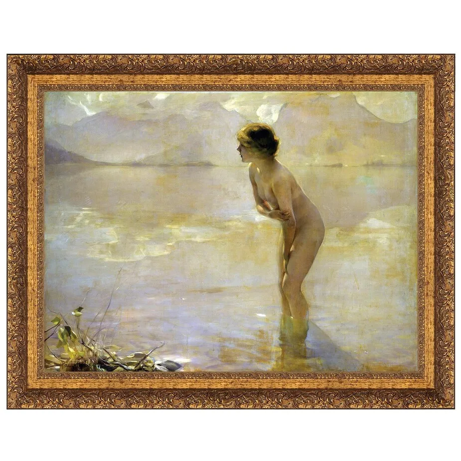 September Morn Framed Canvas Replica Painting: Small