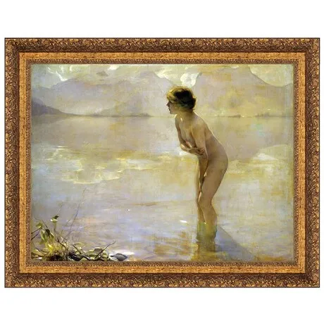September Morn Framed Canvas Replica Painting: Grande