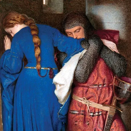 The Meeting on the Turret Stairs Framed Canvas Replica Painting: Small