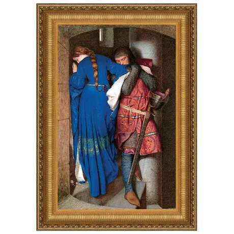 The Meeting on the Turret Stairs Framed Canvas Replica Painting: Large