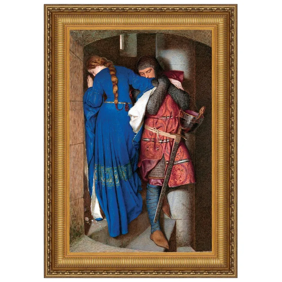 The Meeting on the Turret Stairs Framed Canvas Replica Painting: Grande