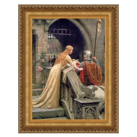 A Lady's Favor Framed Canvas Replica Painting: Large
