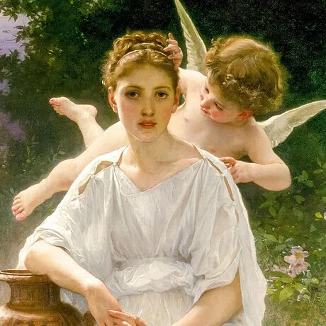 Whisperings of Love Framed Canvas Replica Painting: Medium