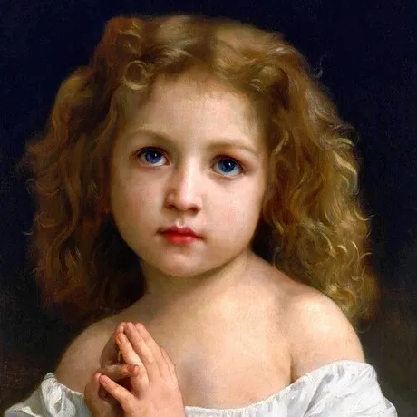 Little Girl Framed Canvas Replica Painting: Grande