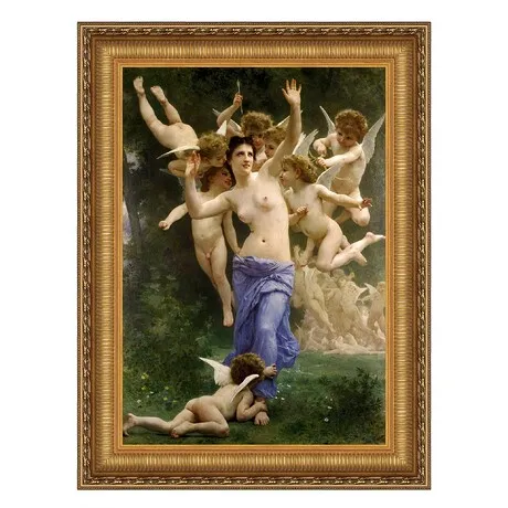 Invading Cupid's Realm Framed Canvas Replica Painting: Grande