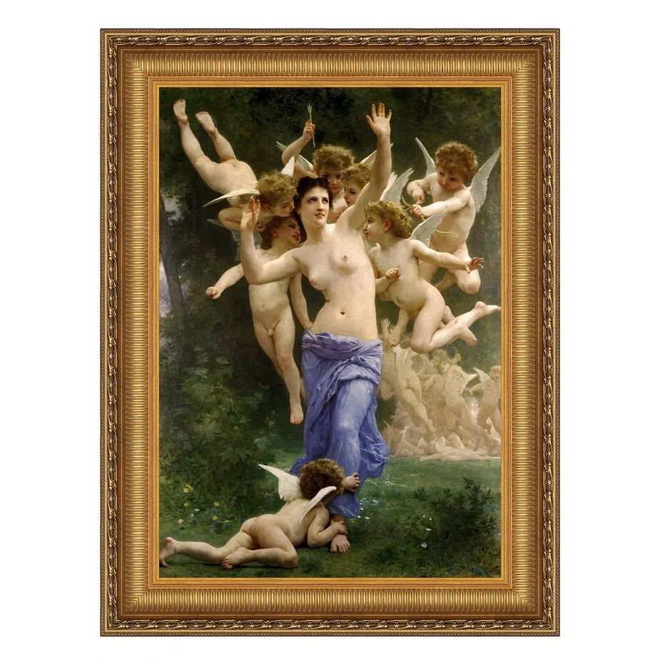 Invading Cupid's Realm Framed Canvas Replica Painting: Grande