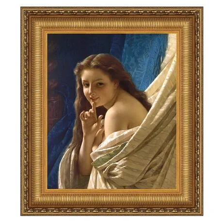 Portrait of a Young Woman Framed Canvas Replica Painting: Large