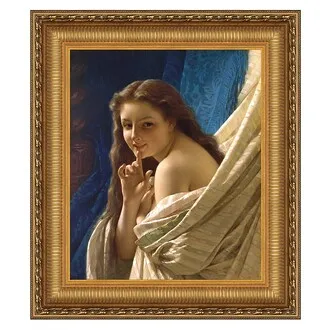 Portrait of a Young Woman Framed Canvas Replica Painting: Large