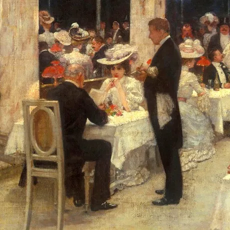 An Evening of Prizes at the Armenonville Pavilion Framed Canvas Replica Painting: Large