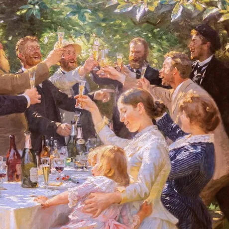 Hip Hip Hurrah! Artist Party at Skagen Framed Canvas Replica Painting: Small