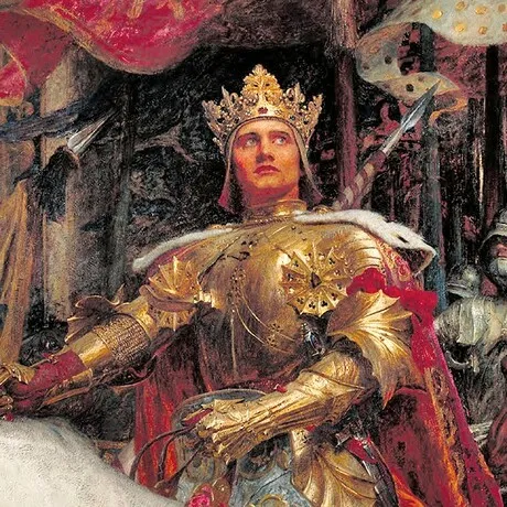 The Two Crowns Framed Canvas Replica Painting: Large