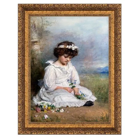 Little Speedwell's Darling Blue Framed Canvas Replica Painting: Medium