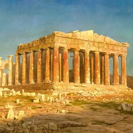 The Parthenon Framed Canvas Replica Painting: Large
