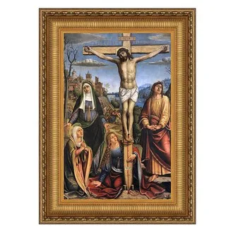 Christ on the Cross and the Three Marys Framed Canvas Replica Painting: Medium