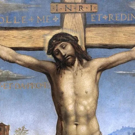 Christ on the Cross and the Three Marys Framed Canvas Replica Painting: Grande