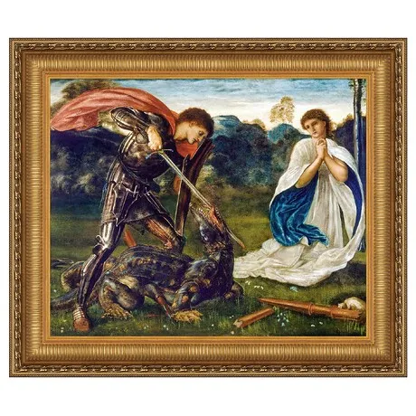 The Fight: Saint George Kills the Dragon VI Framed Canvas Replica Painting: Medium