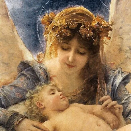 The Guardian Angel Framed Canvas Replica Painting: Grande