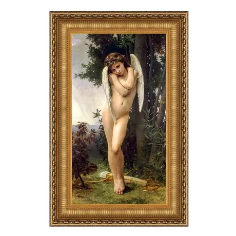 L'amour Mouille Cupid Framed Canvas Replica Painting: Large