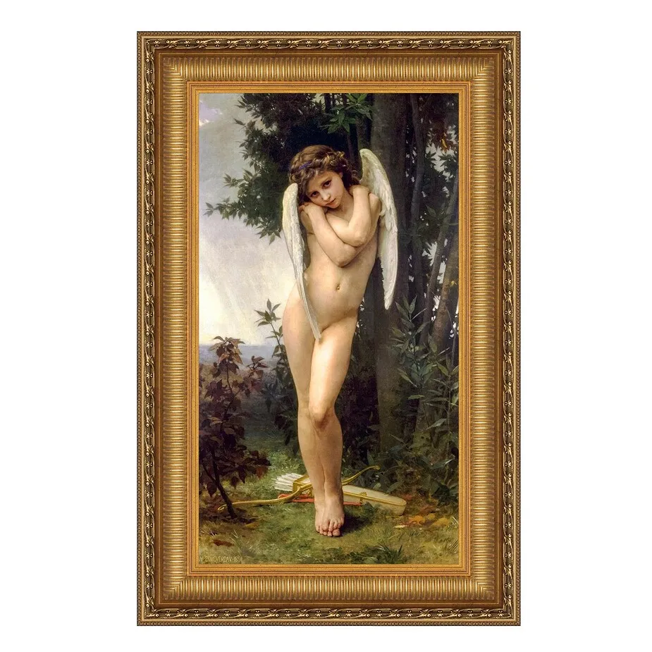 L'amour Mouille Cupid Framed Canvas Replica Painting: Large