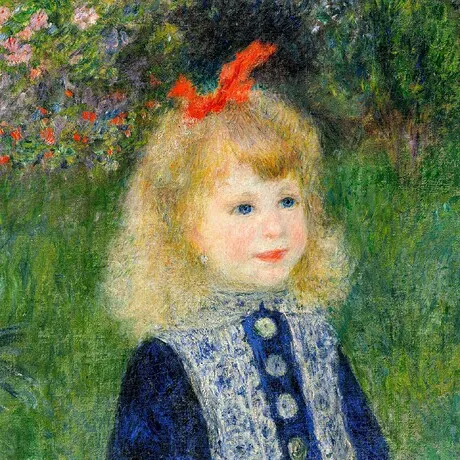 A Girl with a Watering Can Framed Canvas Replica Painting: Small