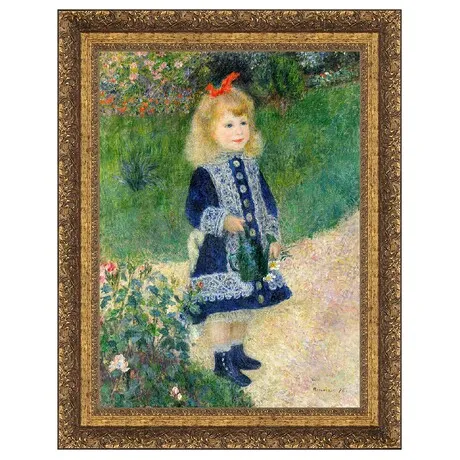 A Girl with a Watering Can Framed Canvas Replica Painting: Medium