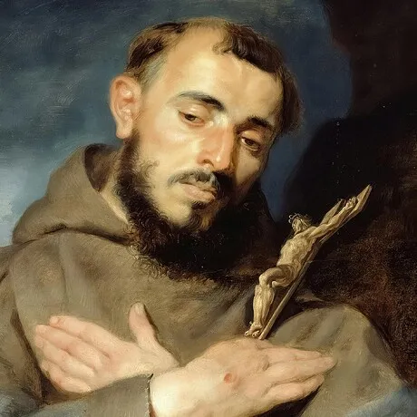 Saint Francis Framed Canvas Replica Painting: Large
