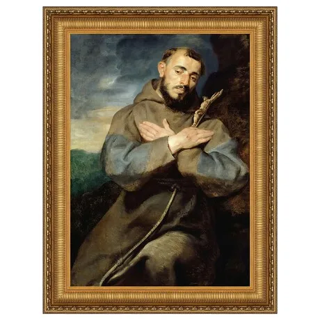Saint Francis Framed Canvas Replica Painting: Grande