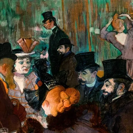At the Moulin Rouge Framed Canvas Replica Painting: Medium