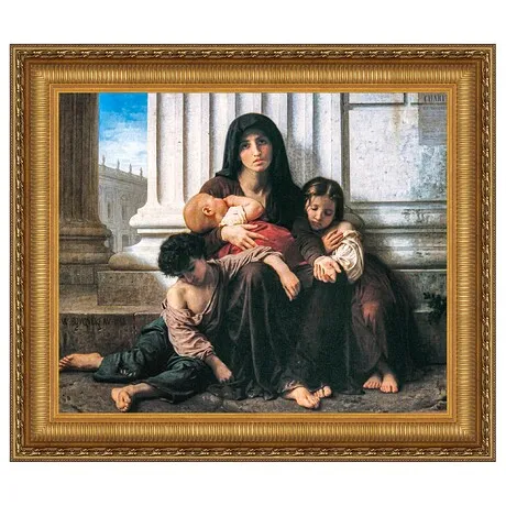 Charity (The Indigent Family) Framed Canvas Replica Painting: Large