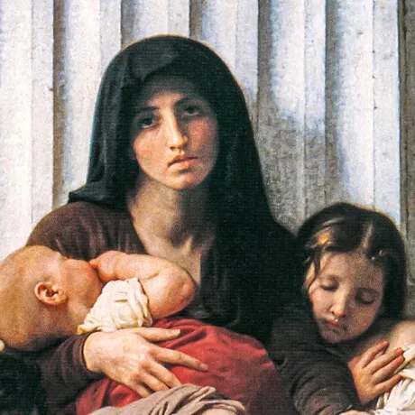 Charity (The Indigent Family) Framed Canvas Replica Painting: Grande