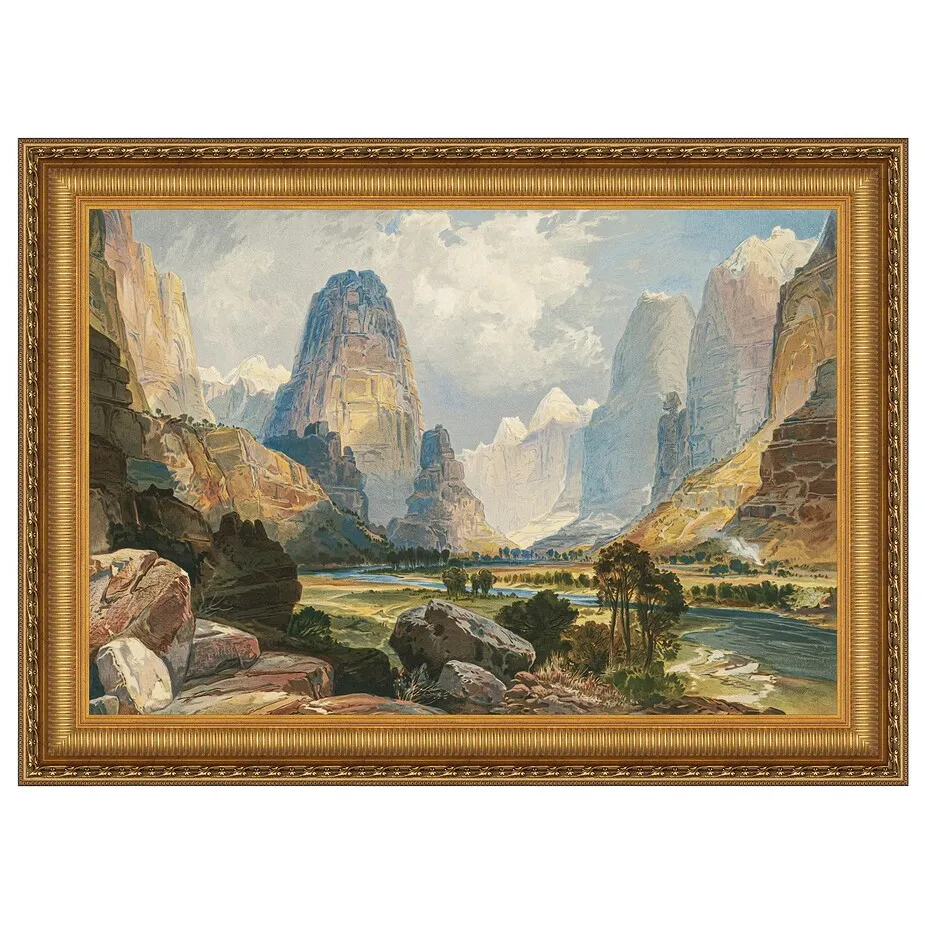 Valley of Babbling Waters Utah Framed Canvas Replica Painting: Grande