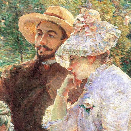 On The Terrace at Sevres Framed Canvas Replica Painting: Medium
