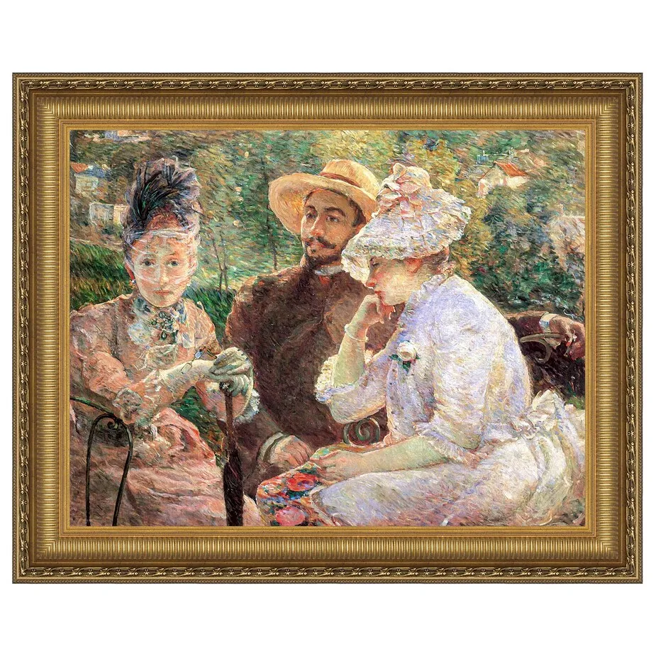 On The Terrace at Sevres Framed Canvas Replica Painting: Large