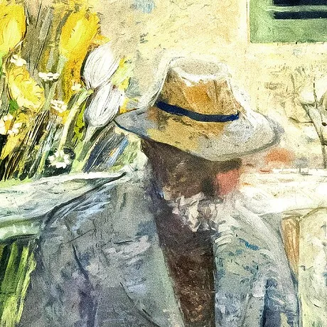 The Old Gardener Framed Canvas Replica Painting: Medium