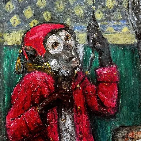 Princess with a Monkey Framed Canvas Replica Painting: Small