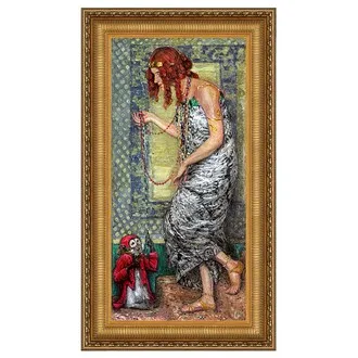 Princess with a Monkey Framed Canvas Replica Painting: Medium