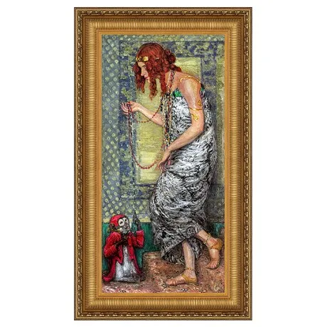 Princess with a Monkey Framed Canvas Replica Painting: Grande