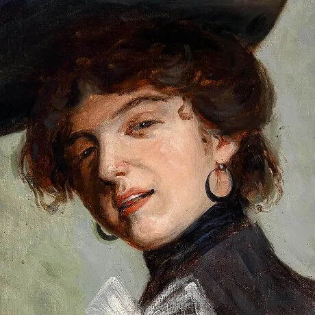 Dame mit Hut (Lady with Hat) Framed Canvas Replica Painting: Small