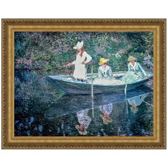 In the Norwegian Boat at Giverny Framed Canvas Replica Painting: Grande