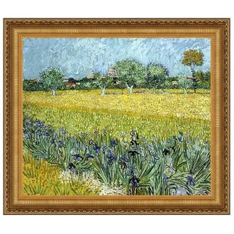 Field with Flowers near Arles Framed Canvas Replica Painting: Large