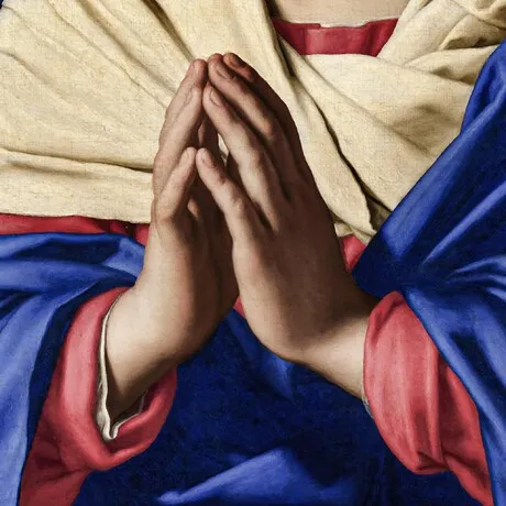 Virgin in Prayer Framed Canvas Replica Painting: Medium