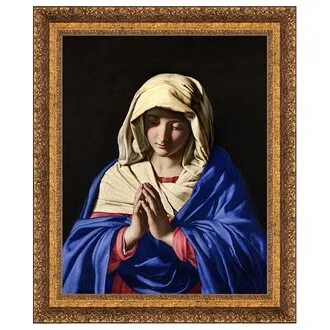 Virgin in Prayer Framed Canvas Replica Painting: Grande