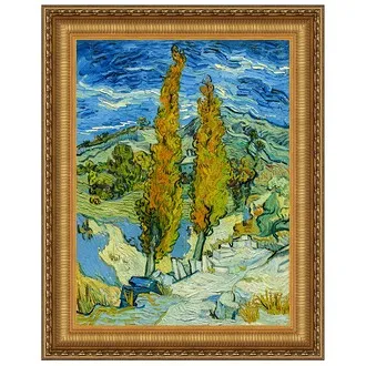 Two Poplars in the Alpilles Framed Canvas Replica Painting: Small