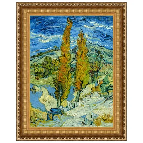 Two Poplars in the Alpilles Framed Canvas Replica Painting: Grande