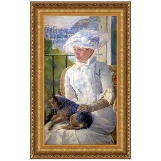 Young Girl at Window Framed Canvas Replica Painting: Small