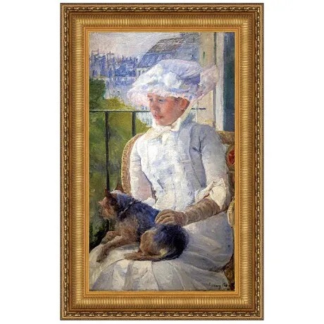 Young Girl at Window Framed Canvas Replica Painting: Grande