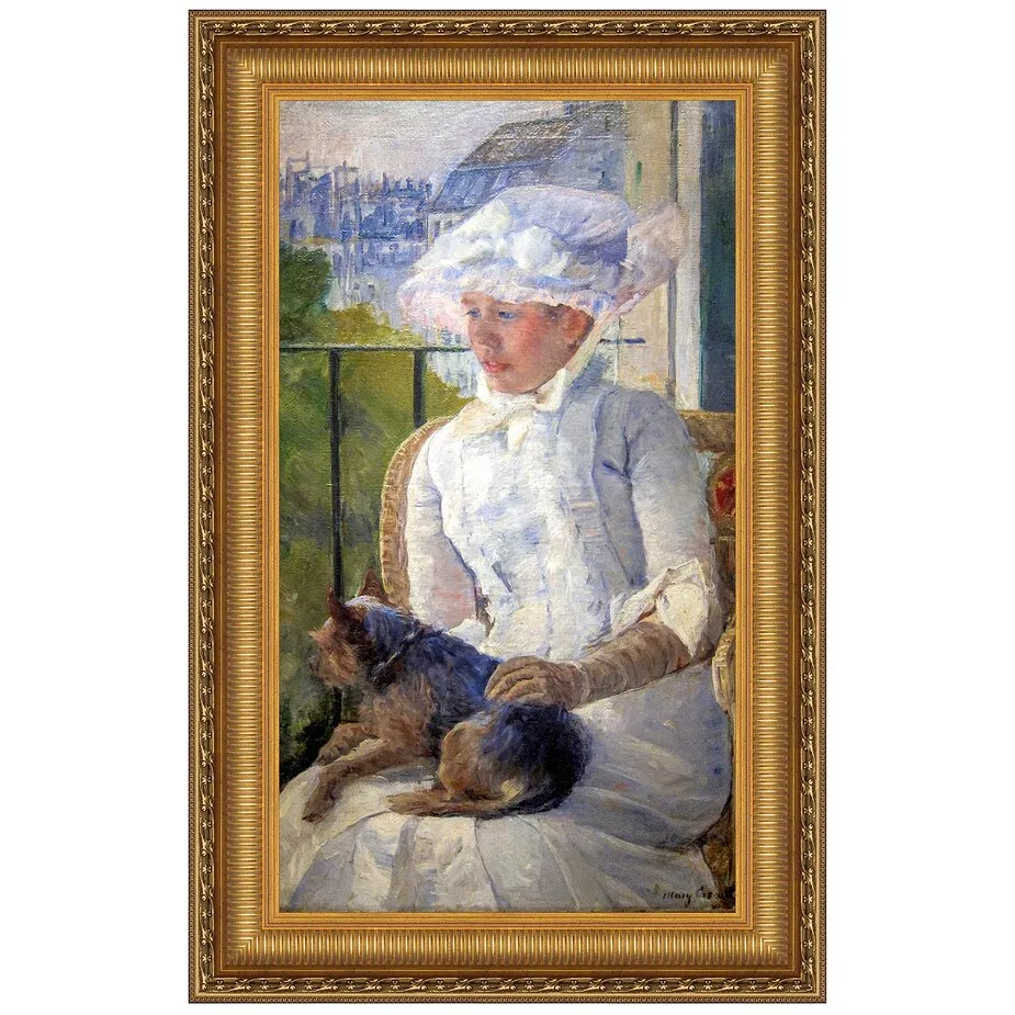 Young Girl at Window Framed Canvas Replica Painting: Grande