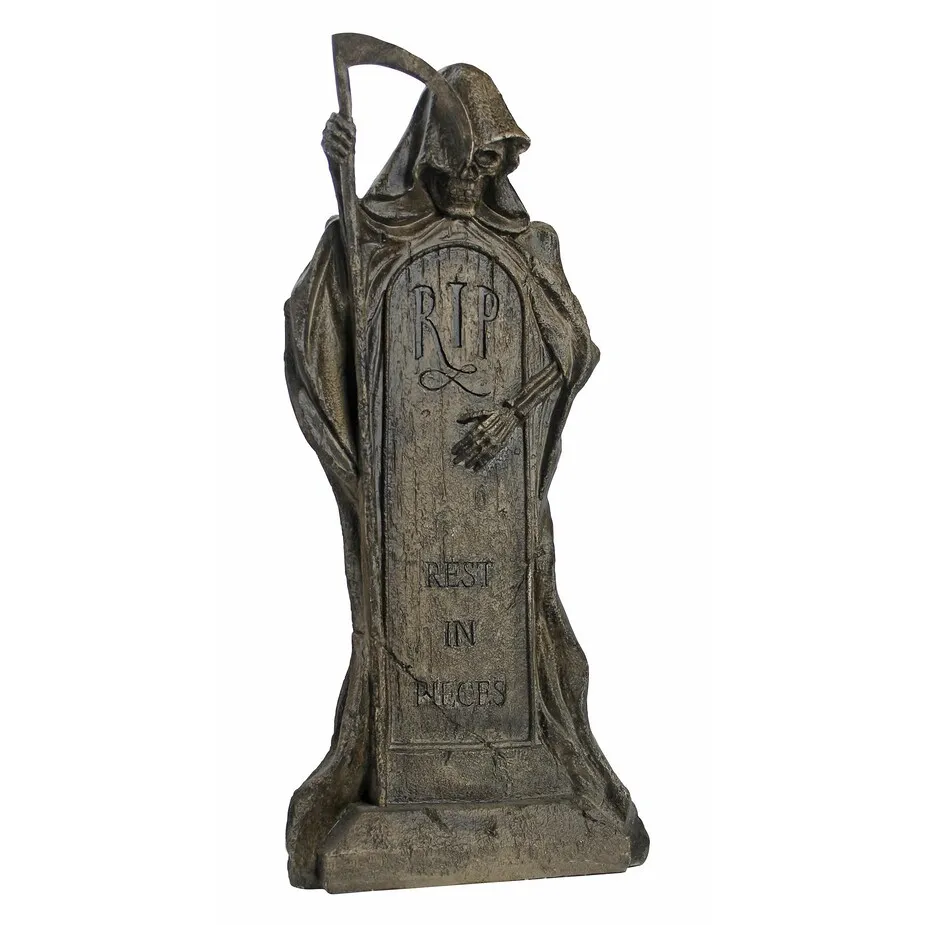 Rest in Pieces Grim Reaper Tombstone Statue