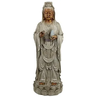 Goddess Guan Yin Standing on a Lotus Statue